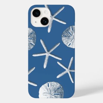Navy Blue Nautical Seashells Case-mate Iphone 14 Case by caseplus at Zazzle