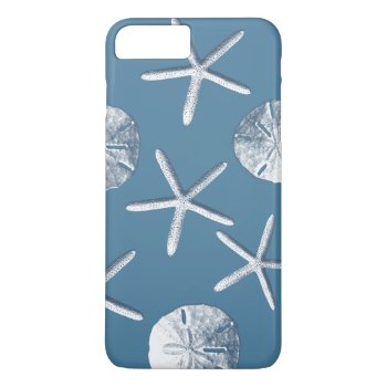Navy Blue Nautical Seashells Iphone 7 Plus Case by caseplus at Zazzle