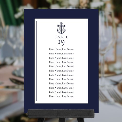 Navy Blue Nautical Seating Chart Table Number