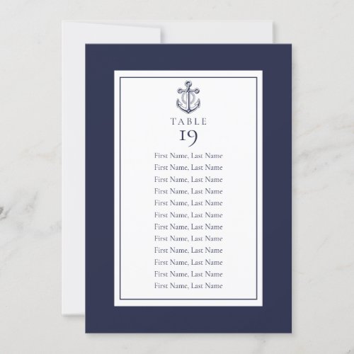 Navy Blue Nautical Seating Chart Table Number
