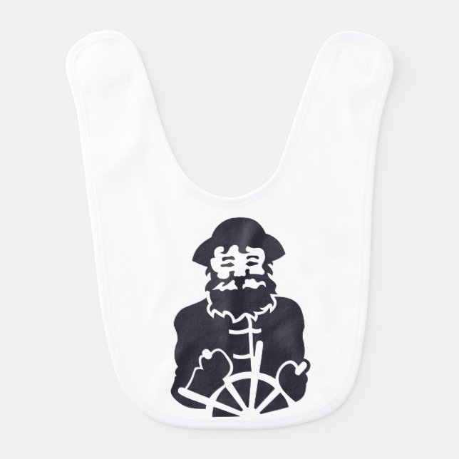 navy blue nautical SHIP CAPTAIN | Baby Bib (Front)
