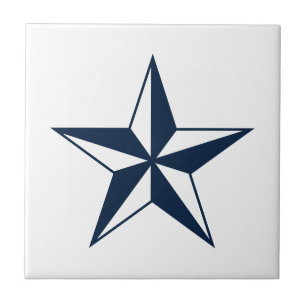 Navy blue nautical star small custom ceramic tile