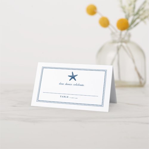 Navy Blue Nautical Starfish Wedding Escort Place Card