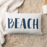 Navy Blue Nautical Stripe Beach House Lumbar Pillow