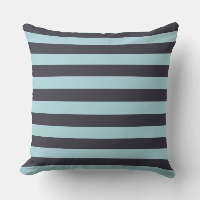 Navy Blue Nautical Stripes | Mix and Match Outdoor Pillow (Front)