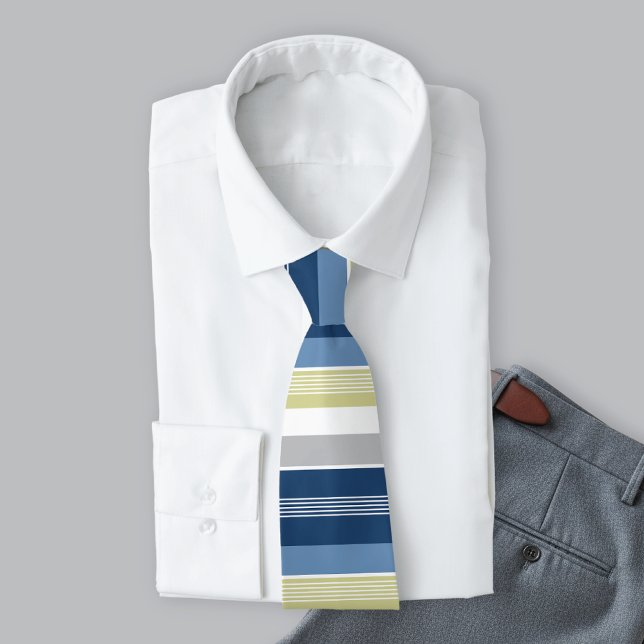 Navy Blue Nautical Stripes Neck Tie (Creator Uploaded)