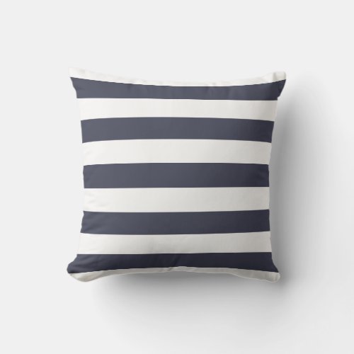 Navy Blue Nautical Stripes Outdoor Pillows