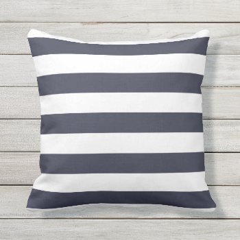 Navy Blue Nautical Stripes Outdoor Pillows by Richard__Stone at Zazzle