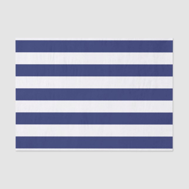 Navy Blue Nautical Stripes Tissue Paper (Front)