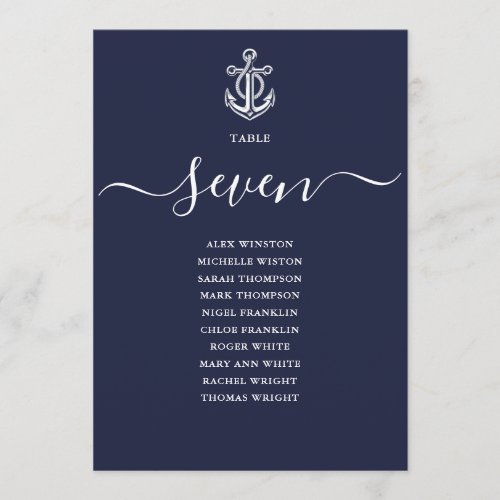 Navy Blue Nautical Table Number Seating Chart