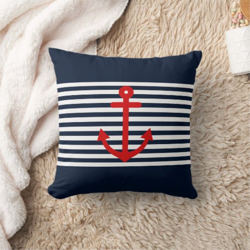 Navy Blue Nautical Throw Pillow Zazzle