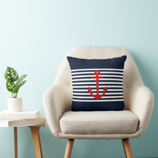 Navy Blue Nautical Throw Pillow Zazzle