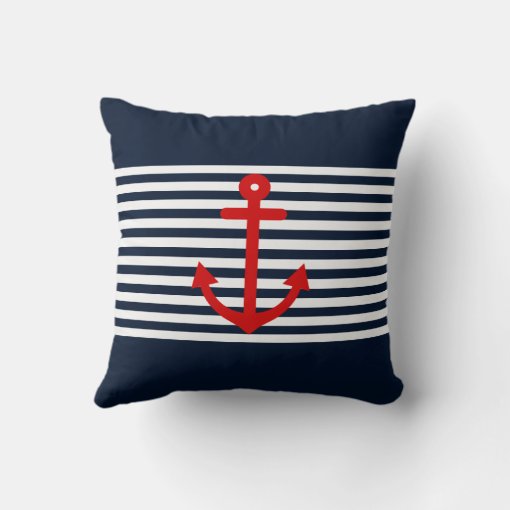 Navy Blue Nautical Throw Pillow Zazzle