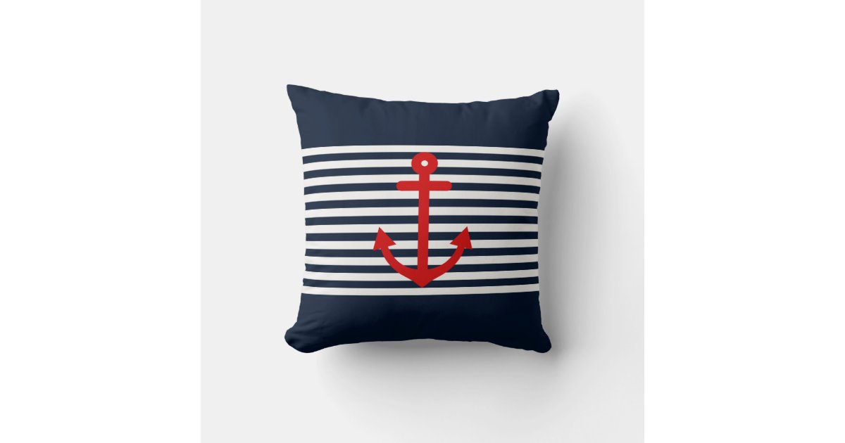 Navy Blue Nautical Throw Pillow Zazzle
