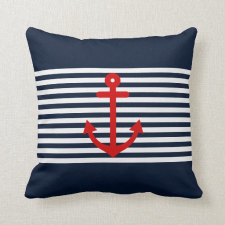 Navy Blue Nautical Throw Pillow