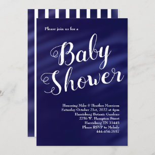 Navy Blue Nautical Watercolor Baby Shower Invitation