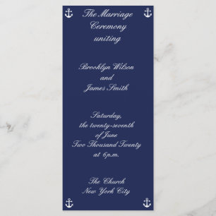 Navy Blue Nautical Wedding Ceremony Programs