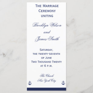 Navy Blue Nautical Wedding Ceremony Programs