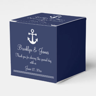 Navy Blue Nautical Wedding Favor Box White Anchor