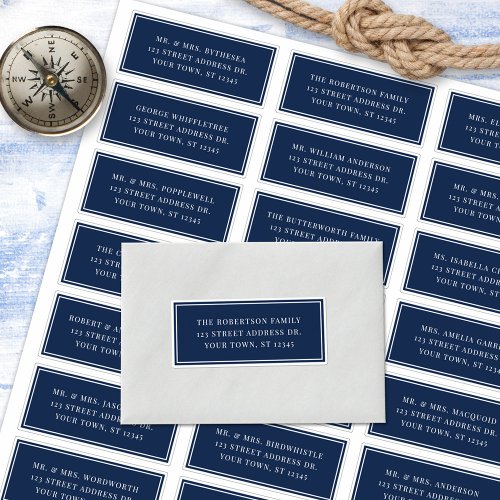Navy Blue Nautical Wedding Guest Address Labels