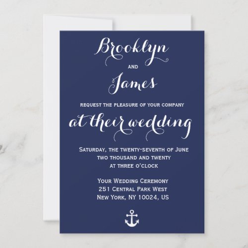 Navy Blue Nautical Wedding Invitations Anchor