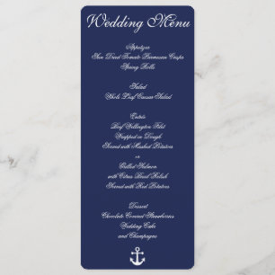 Navy Blue Nautical Wedding Menu Custom Invitations