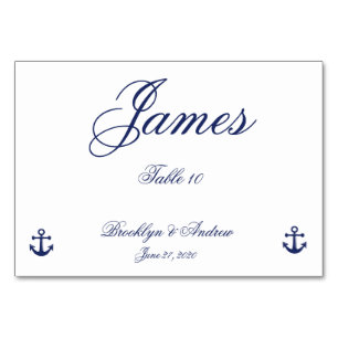 Navy Blue Nautical Wedding Place Cards