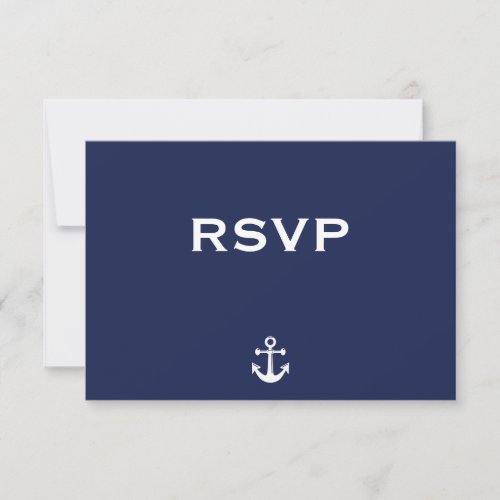 Navy Blue Nautical Wedding RSVP Card With Anchor