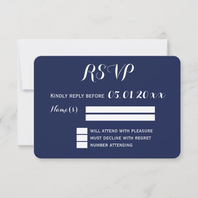 Navy Blue Nautical Wedding RSVP Cards Round (Front)