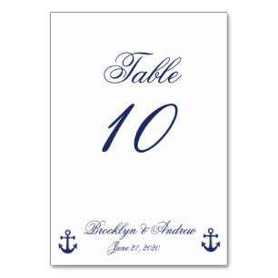 Navy Blue Nautical Wedding Table Cards