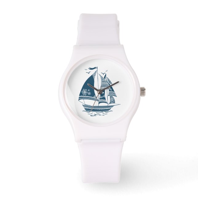 Navy-blue nautical wind sailing boat watch (Front)