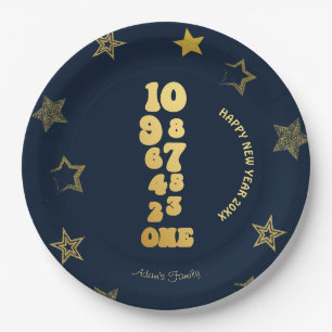 Navy Blue New Years Eve Party Paper Plates