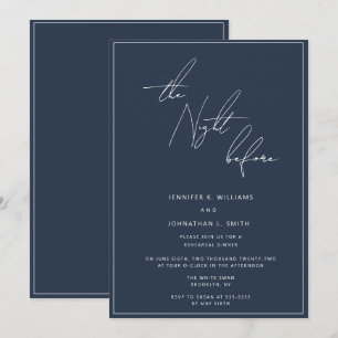 Navy Blue Night Before Rehearsal Dinner Invitation