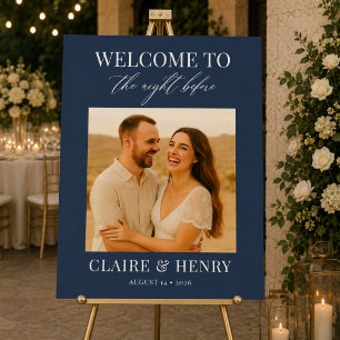 Navy Blue Night Before Rehearsal Dinner Photo Poster