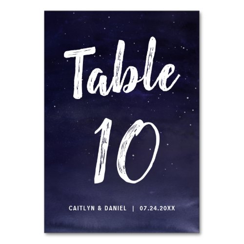 Navy Blue Night Sky Wedding Table Number