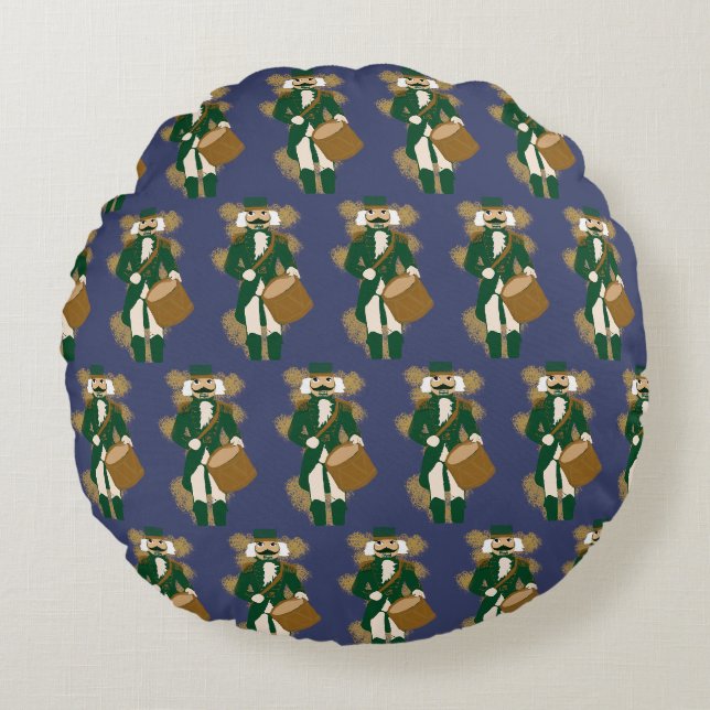 Navy Blue Nutcracker Round Pillow (Front)