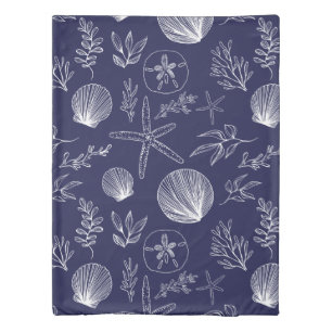 Navy Blue Ocean Elements Duvet Cover