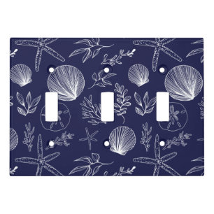 Navy Blue Ocean Elements Light Switch Cover