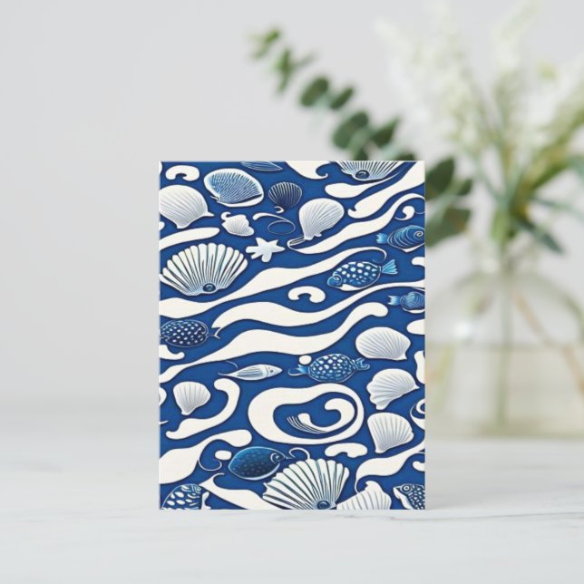 Navy blue ocean postcard (Standing Front)