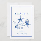 Navy Blue Ocean Sea Shell Wedding Table Numbers | Zazzle
