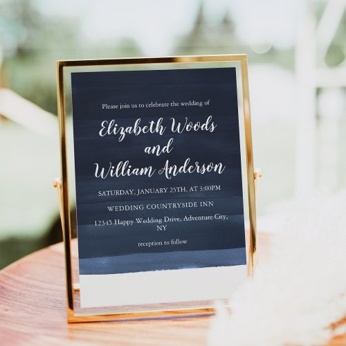 Navy Blue Ocean Watercolor Wedding  Invitation