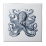 Navy Blue Octopus illustration by Ernst Haeckel Ceramic Tile