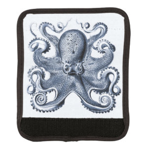 Navy Blue Octopus illustration by Ernst Haeckel Luggage Handle Wrap