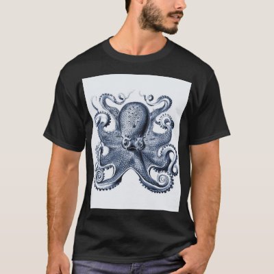 Navy Blue Octopus illustration by Ernst Haeckel T-Shirt
