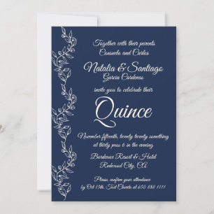 Navy Blue Off-White Twin Boy Girl Fiesta de Quince Invitation