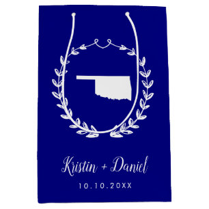 Navy Blue Oklahoma Map Wedding Welcome Swag Medium Gift Bag