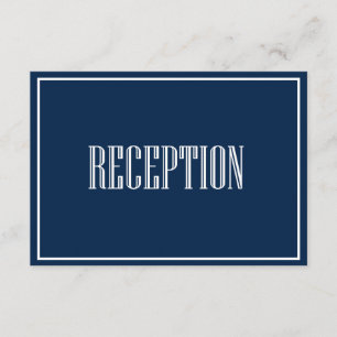 Navy Blue Old Fashion Typography Reception Card
