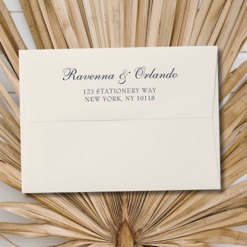 Navy Blue Old Money Aesthetic Boho Wedding Envelope