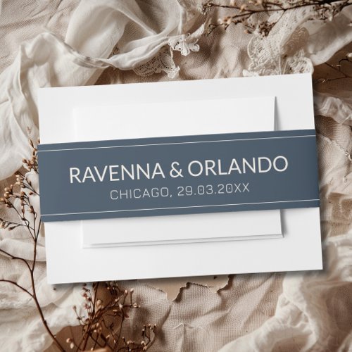 Navy Blue Old Money Timeless Modern Wedding Invitation Belly Band