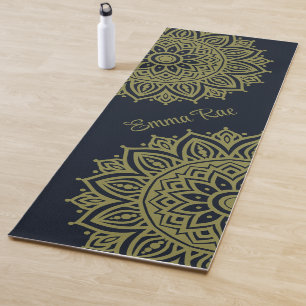 Navy Blue & Olive Green Mandala Yoga Mat